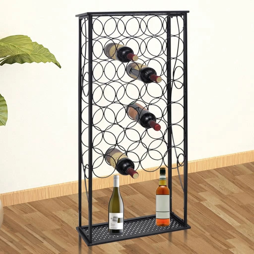 vidaXL vidaXL Wine Rack for 41 Bottles Black 45x36x120 cm Wrought Iron - Wine Rack