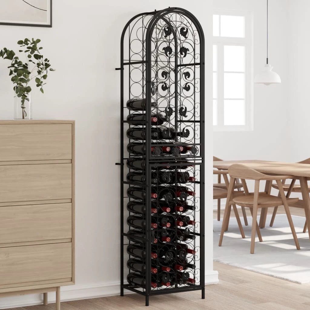 vidaXL vidaXL Wine Rack for 41 Bottles Black 45x36x120 cm Wrought Iron - Wine Rack