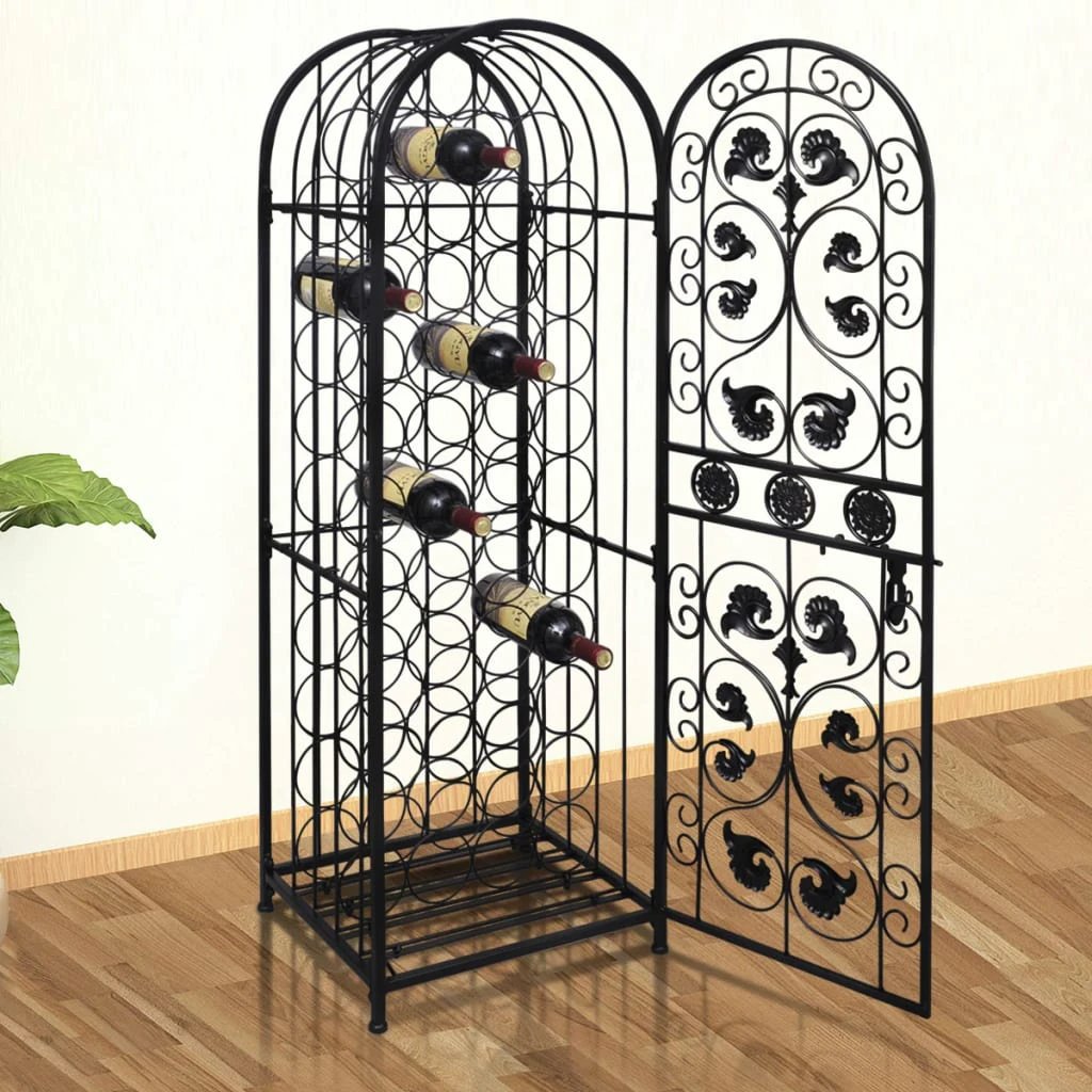 vidaXL vidaXL Wine Rack for 41 Bottles Black 45x36x120 cm Wrought Iron - Wine Rack