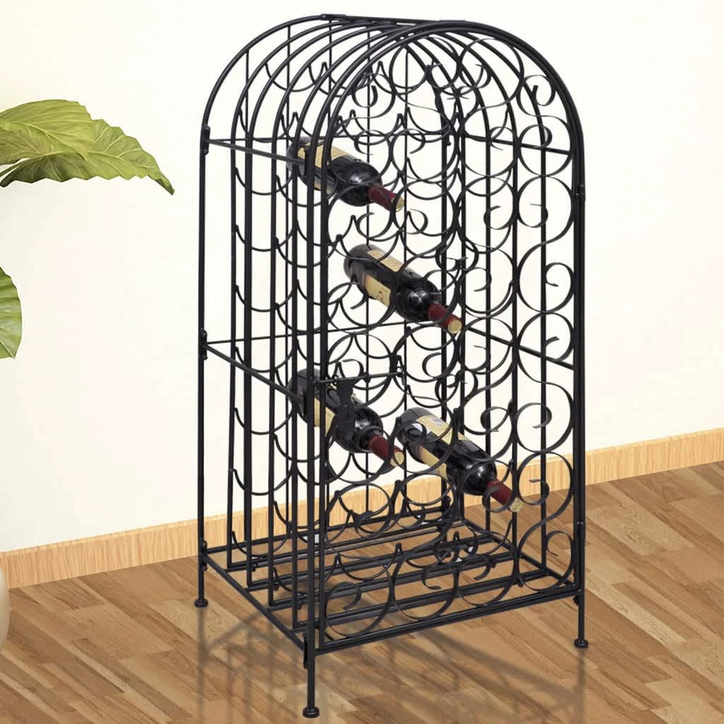 vidaXL vidaXL Wine Rack for 41 Bottles Black 45x36x120 cm Wrought Iron - Wine Rack