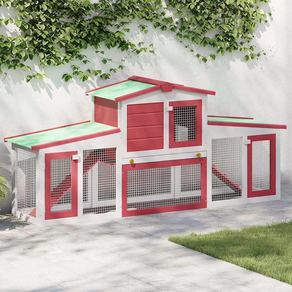 vidaXL Large Rabbit Hutch Small Animal House Pet Cage with Roofs Wood - from vidaXL