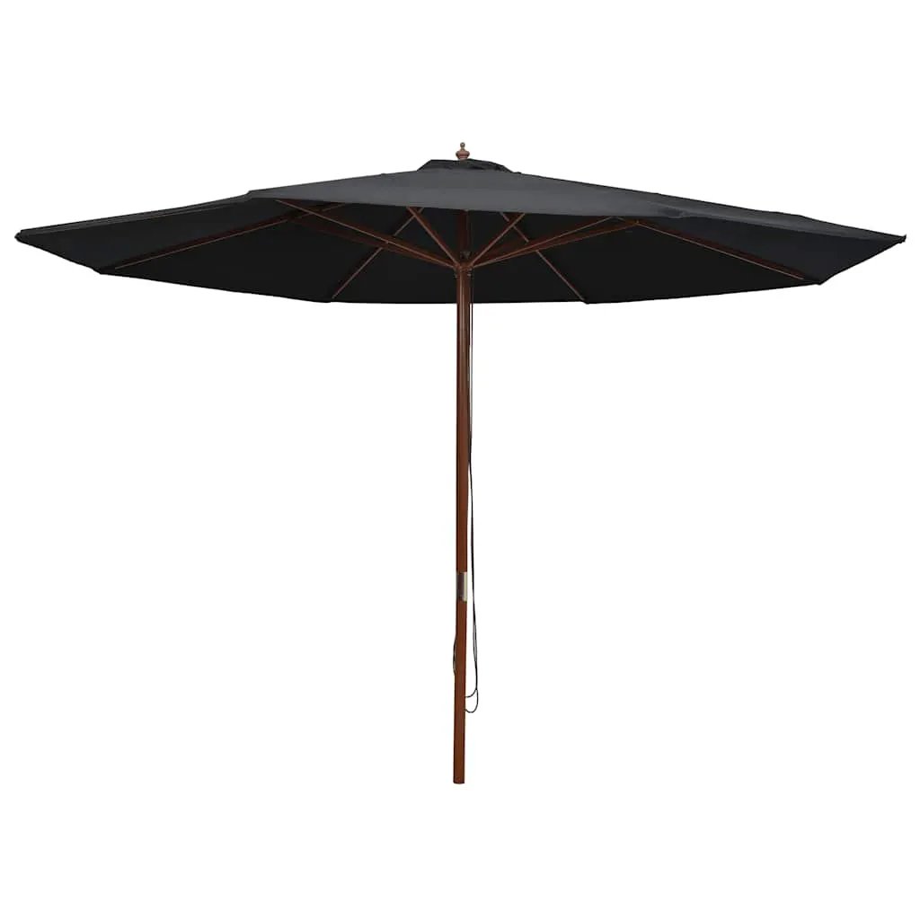 vidaXL vidaXL Garden Parasol with Wooden Pole 350 cm Black - Parasol