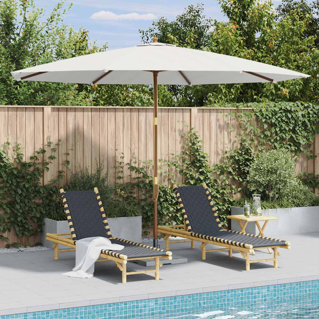 vidaXL vidaXL Garden Parasol with Wooden Pole 350 cm Black - Parasol