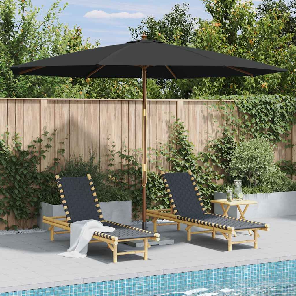 vidaXL vidaXL Garden Parasol with Wooden Pole 350 cm Black - Parasol