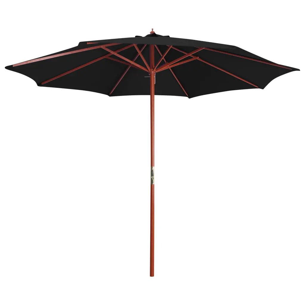 vidaXL vidaXL Garden Parasol with Wooden Pole 300x258 cm Black - Parasol