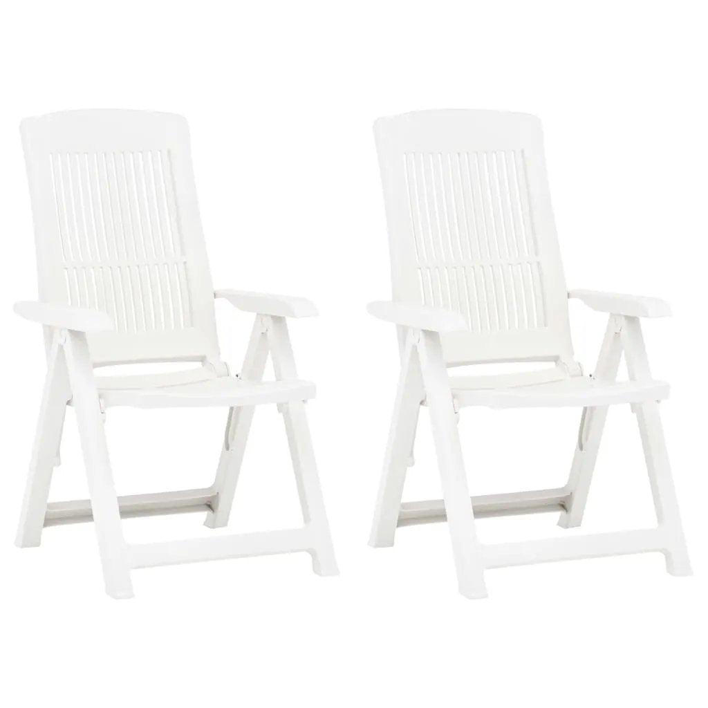 vidaXL vidaXL Garden Reclining Chairs 2 pcs Plastic White - Garden Chairs