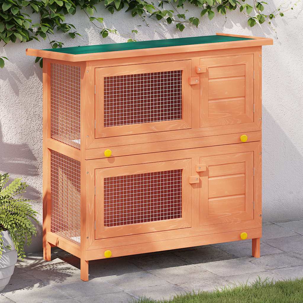 vidaXL Outdoor Rabbit Hutch Small Animal House Pet Cage 4 Doors Wood - from vidaXL