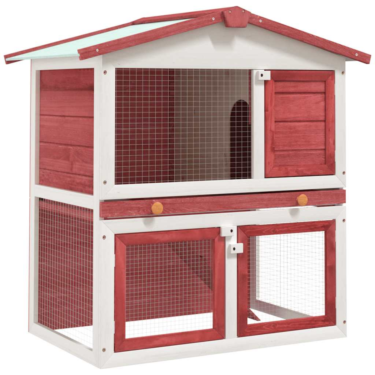 vidaXL Outdoor Rabbit Hutch Small Animal House Pet Cage 3 Doors Wood - from vidaXL