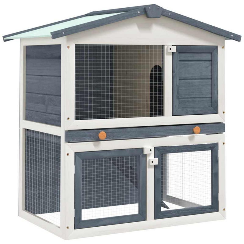 vidaXL Outdoor Rabbit Hutch Small Animal House Pet Cage 3 Doors Wood - from vidaXL