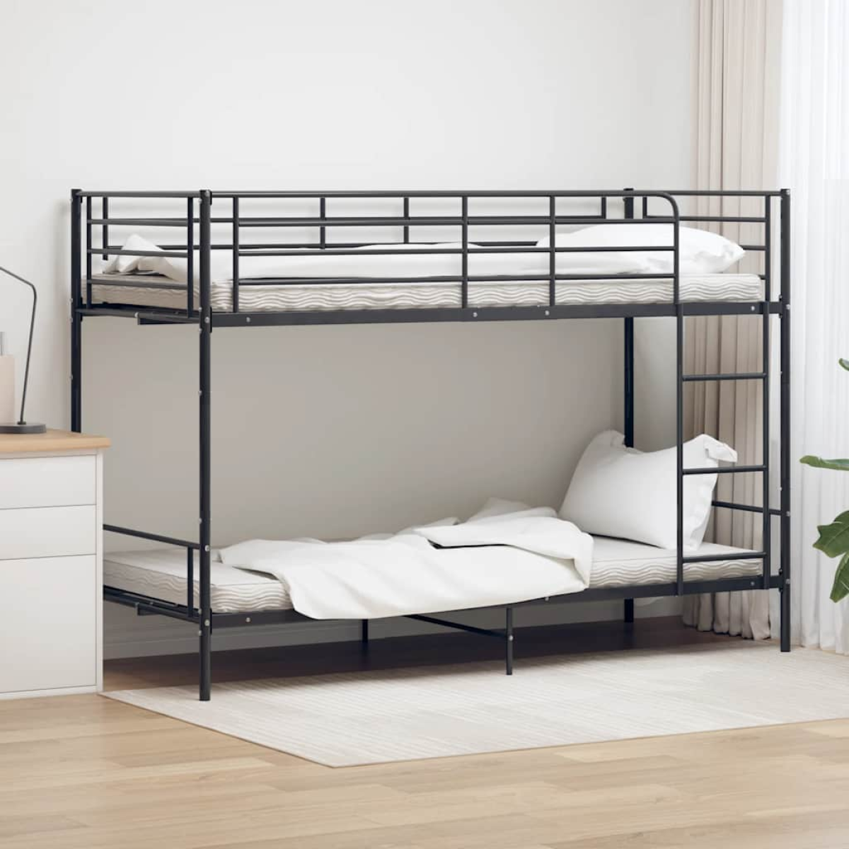 vidaXL Bunk Bed | White | Metal | Twin | Sturdy | Bunk Bed | Rectangular - from vidaXL
