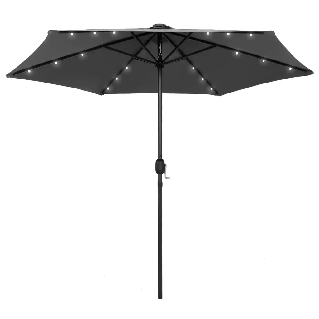 vidaXL vidaXL Garden Parasol with LED Lights and Aluminium Pole 270 cm Sand White - Parasol