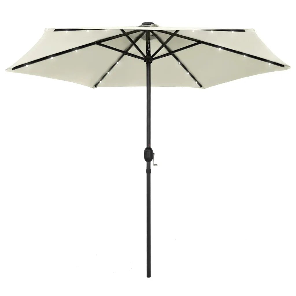 vidaXL vidaXL Garden Parasol with LED Lights and Aluminium Pole 270 cm Sand White - Parasol