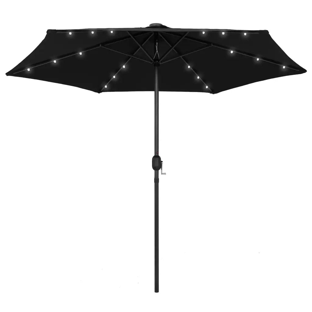 vidaXL vidaXL Garden Parasol with LED Lights and Aluminium Pole 270 cm Sand White - Parasol
