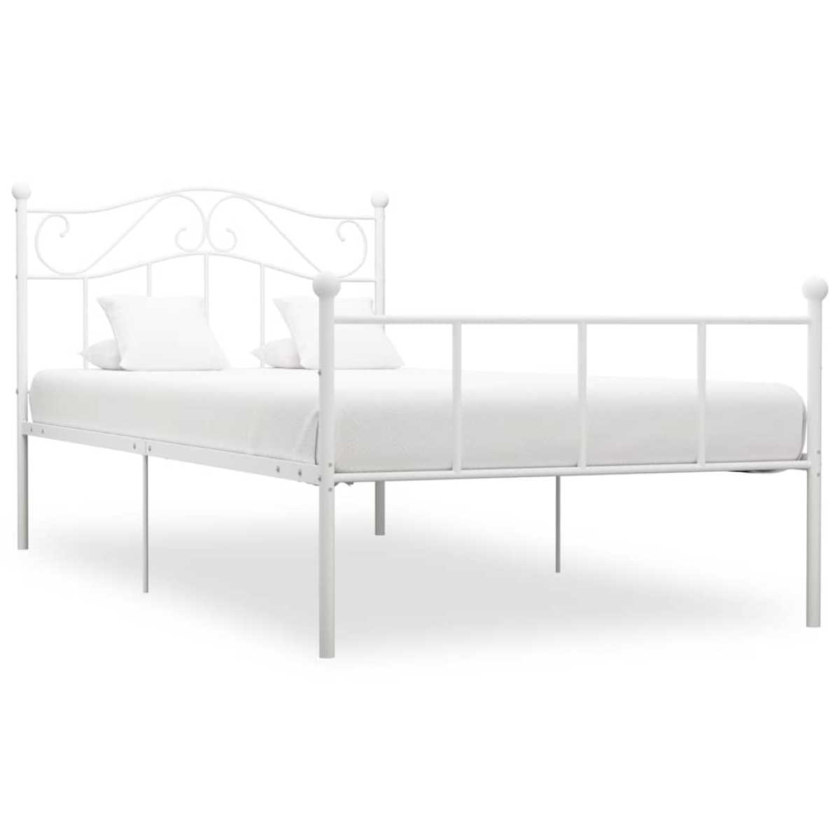vidaXL Bed Frame | White | Metal | Single | Durable | Bed Frame | Rectangular - from vidaXL