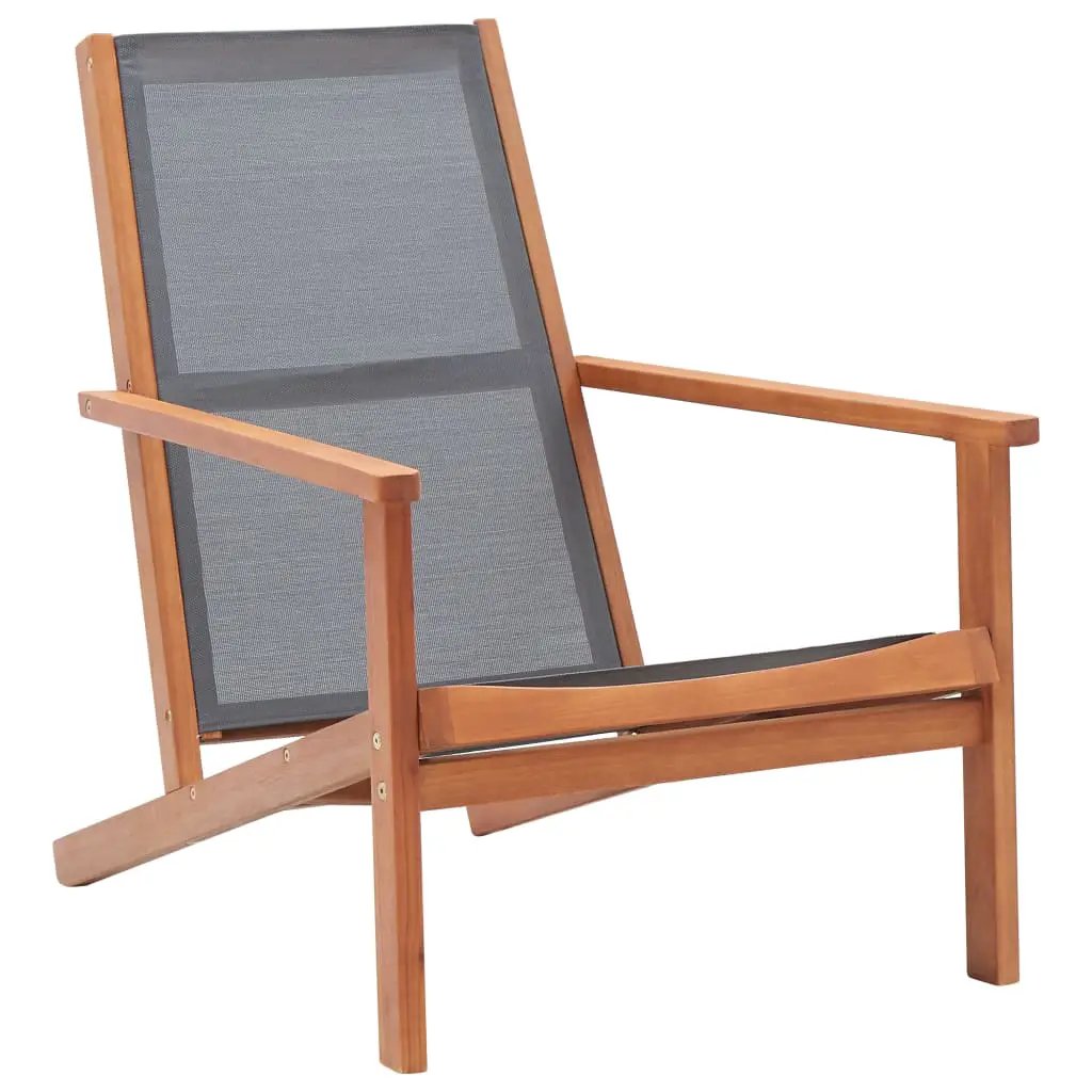 vidaXL vidaXL Garden Lounge Chair Grey Solid Eucalyptus Wood and Textilene - Garden Chairs