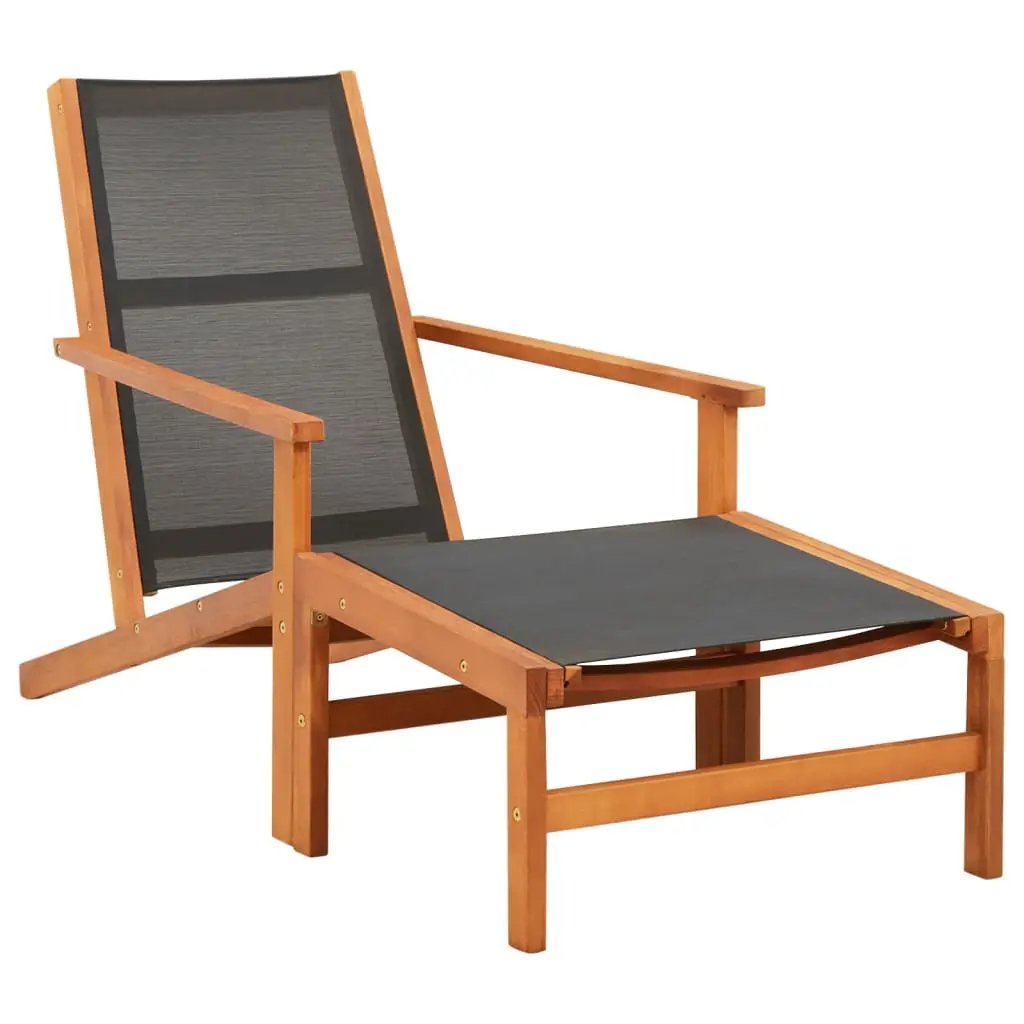 vidaXL vidaXL Garden Lounge Chair Grey Solid Eucalyptus Wood and Textilene - Garden Chairs