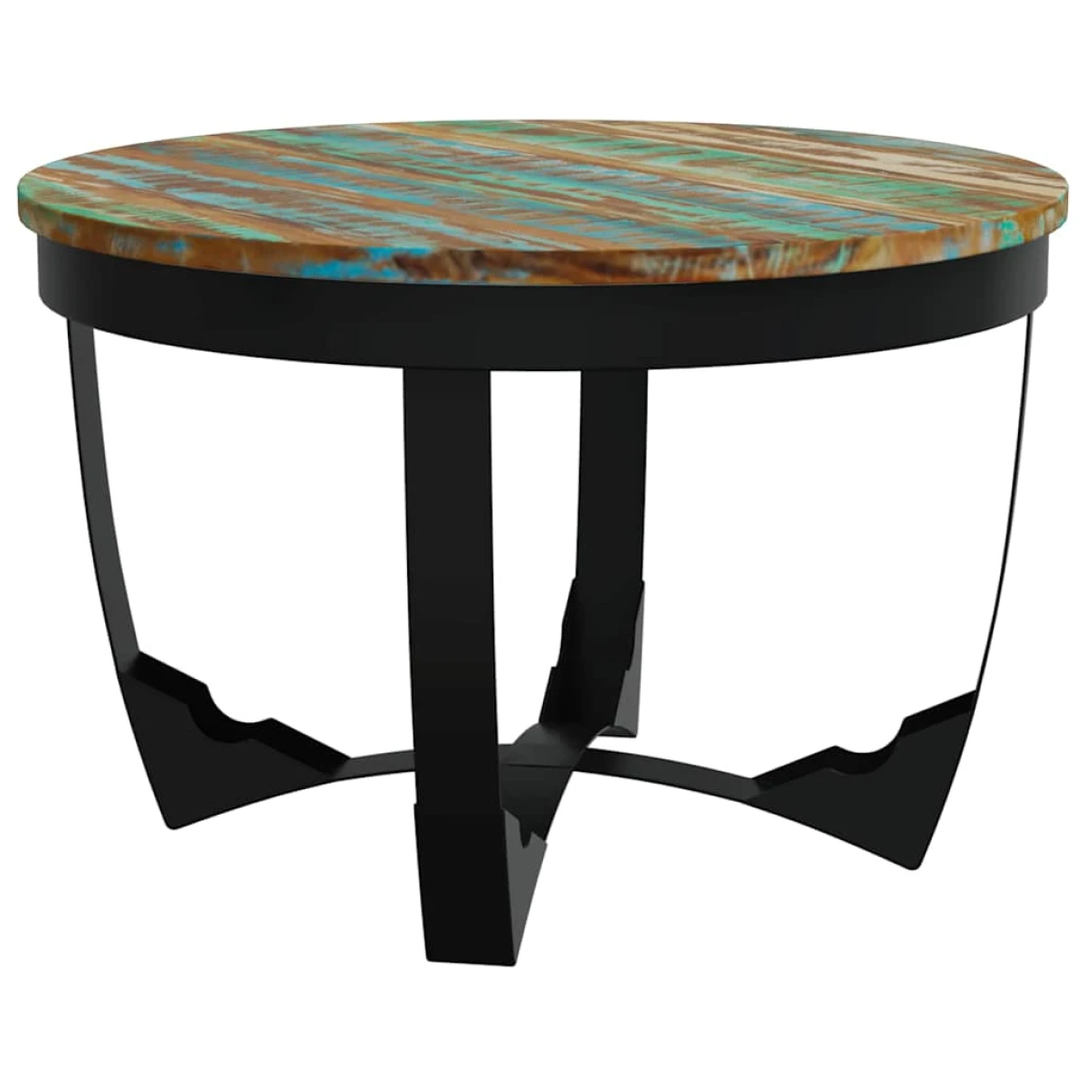 vidaXL VidaXL Coffee Table Dia 68 cm x H 43 cm Rough Mango Wood Top Industrial Iron Base Living Room Decor - Coffee Table