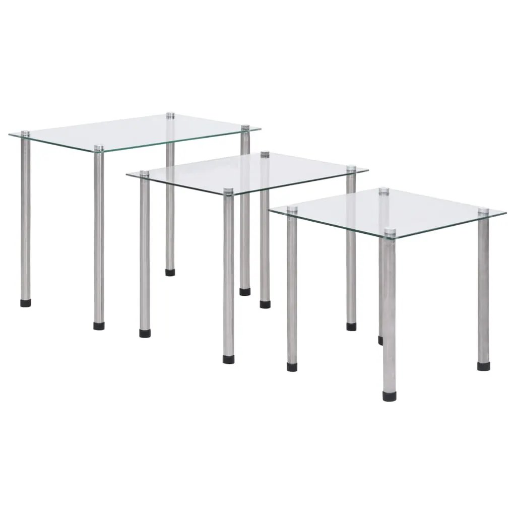 vidaXL vidaXL Nesting Tables 3 pcs Black Tempered Glass - Nest of Tables