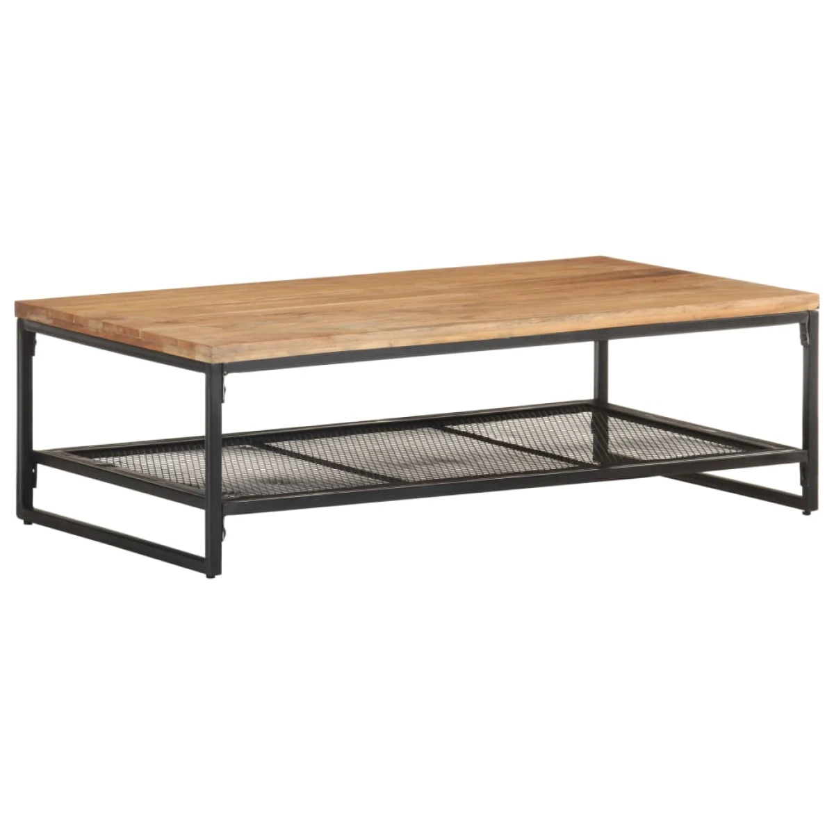 vidaXL vidaXL Coffee Table 110 x 55 x 35 cm Solid Mango Wood Industrial Frame With Mesh Shelf For Living Room - Coffee Table