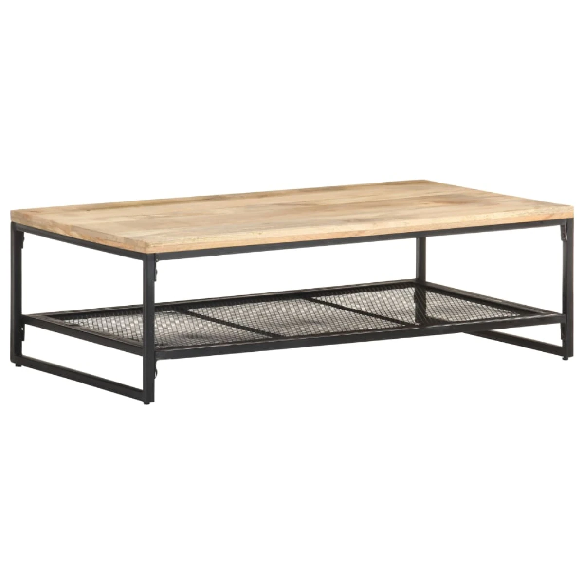 vidaXL vidaXL Coffee Table 110 x 55 x 35 cm Solid Mango Wood Industrial Frame With Mesh Shelf For Living Room - Coffee Table