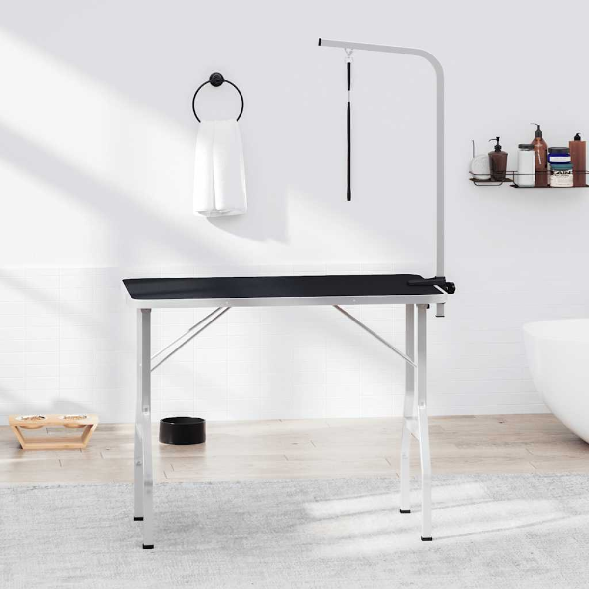vidaXL Bath Grooming Table for Dogs Cats Pets Adjustable 1 Loop - from vidaXL