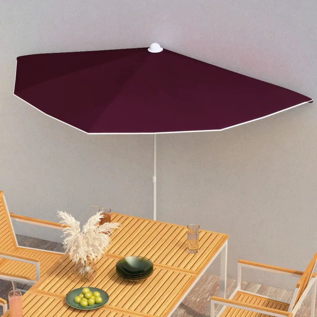 vidaXL vidaXL Garden Half Parasol with Pole 180x90 cm Sand - Parasol
