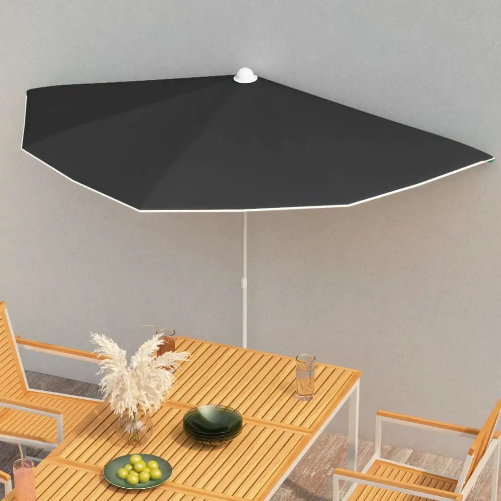 vidaXL vidaXL Garden Half Parasol with Pole 180x90 cm Sand - Parasol