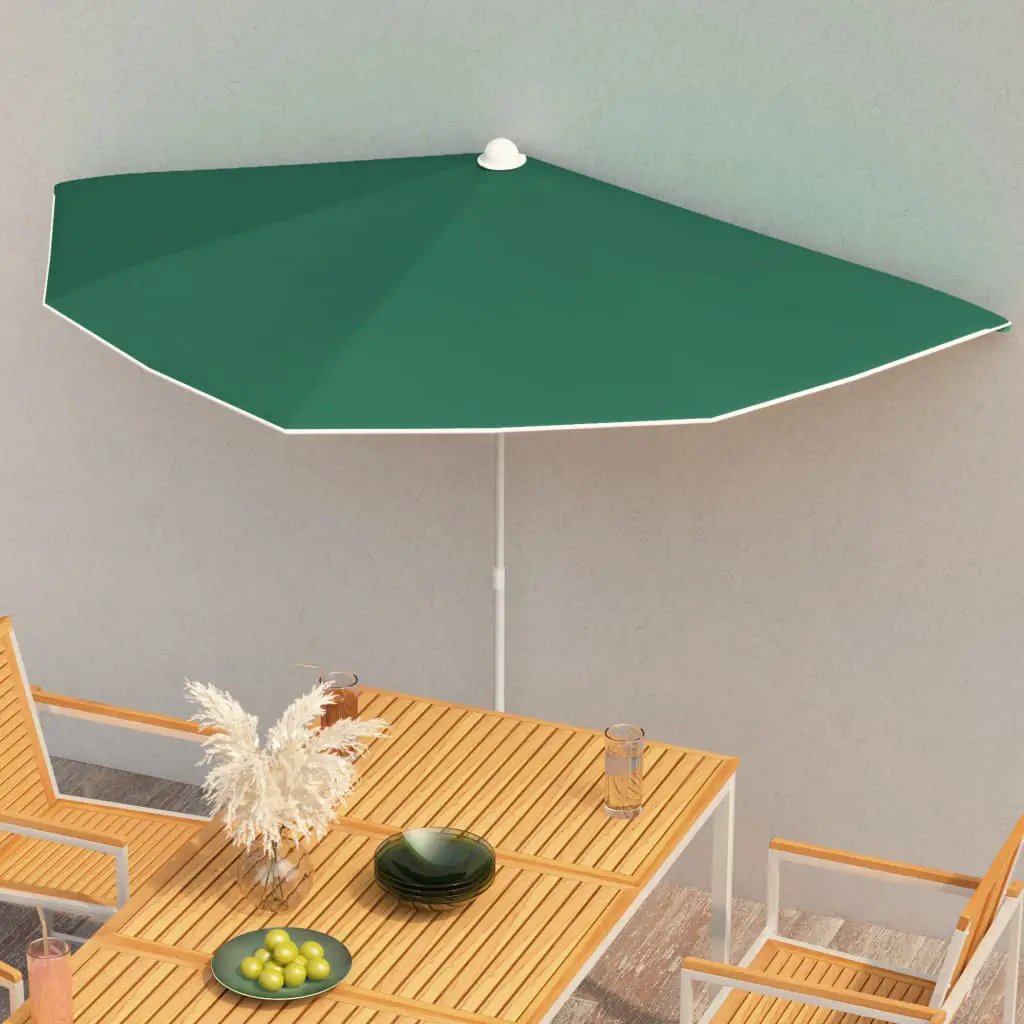 vidaXL vidaXL Garden Half Parasol with Pole 180x90 cm Sand - Parasol
