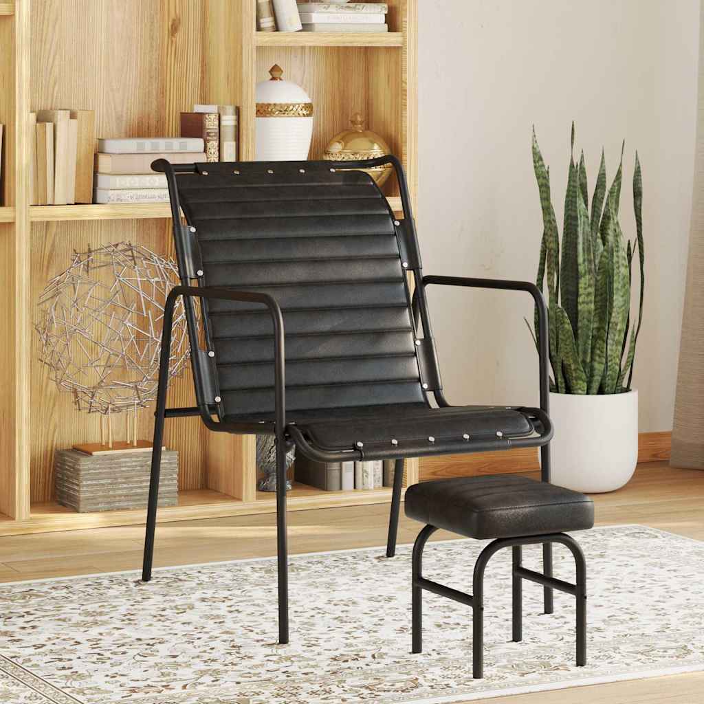 vidaXL Relaxing Armchair with a Footrest Brown Real Leather - from vidaXL