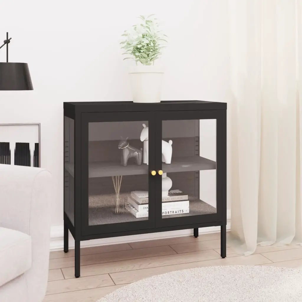 vidaXL vidaXL Sideboard Black 70x35x70 cm Steel and Glass - Sideboard
