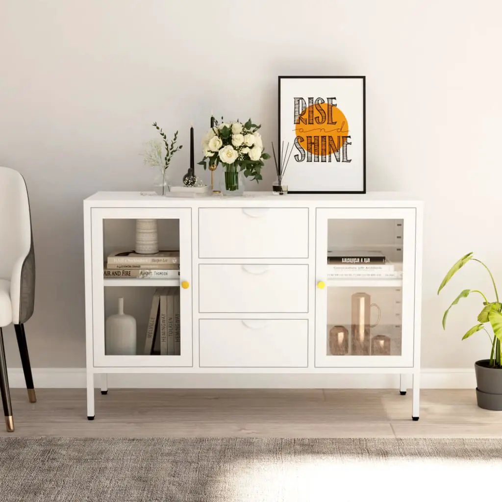 vidaXL vidaXL Sideboard Black 105x35x70 cm Steel and Tempered Glass - Sideboard