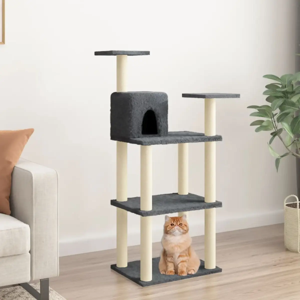vidaXL vidaXL Cat Tree with Sisal Scratching Posts Cream 118.5 cm - Cat Tree