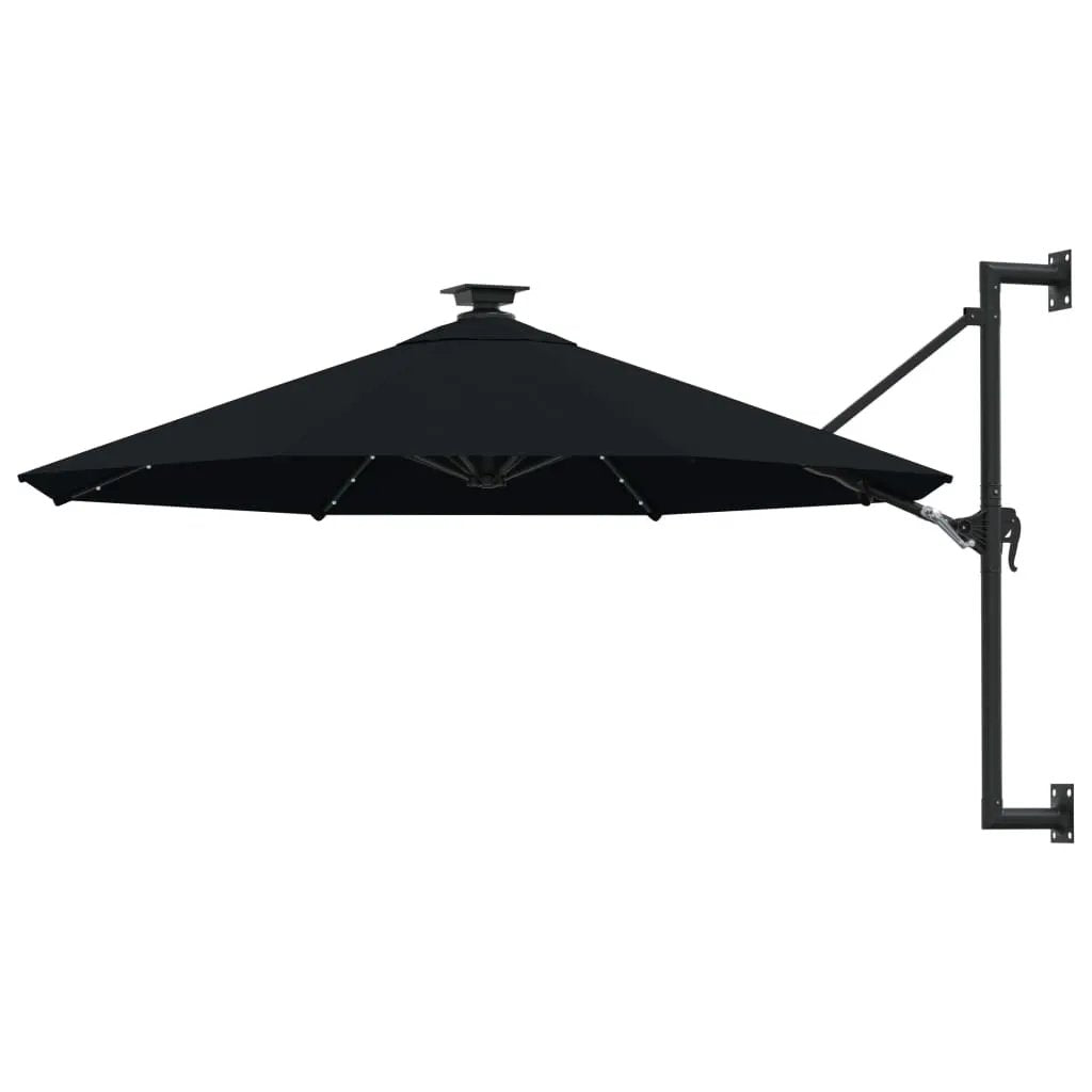 vidaXL vidaXL Wall-mounted Garden Parasol with LEDs 300 cm Sand - Parasol