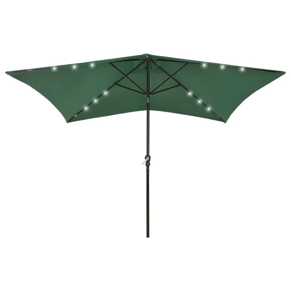 vidaXL vidaXL Garden Parasol with LEDs and Steel Pole Sand 2x3 m - Parasol