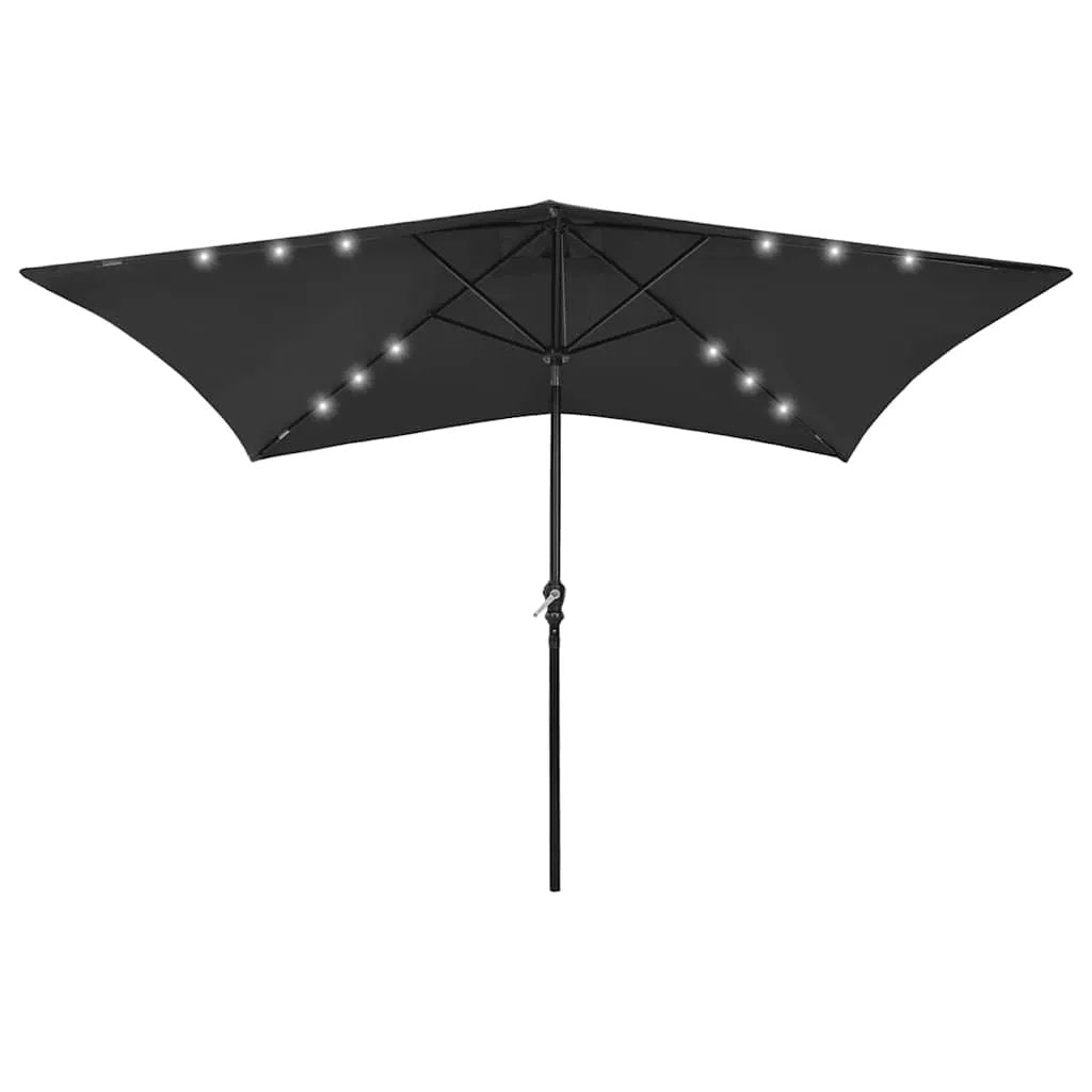 vidaXL vidaXL Garden Parasol with LEDs and Steel Pole Sand 2x3 m - Parasol