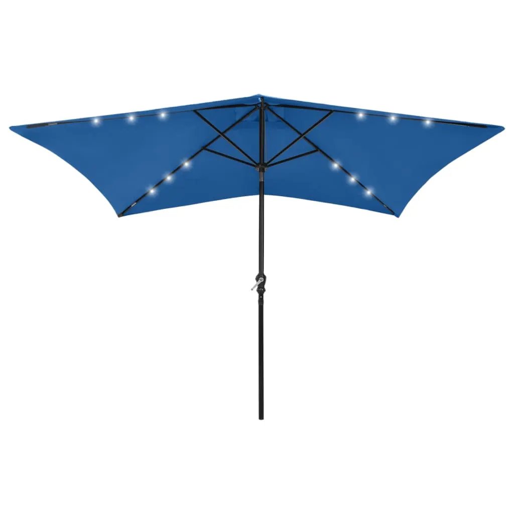 vidaXL vidaXL Garden Parasol with LEDs and Steel Pole Sand 2x3 m - Parasol