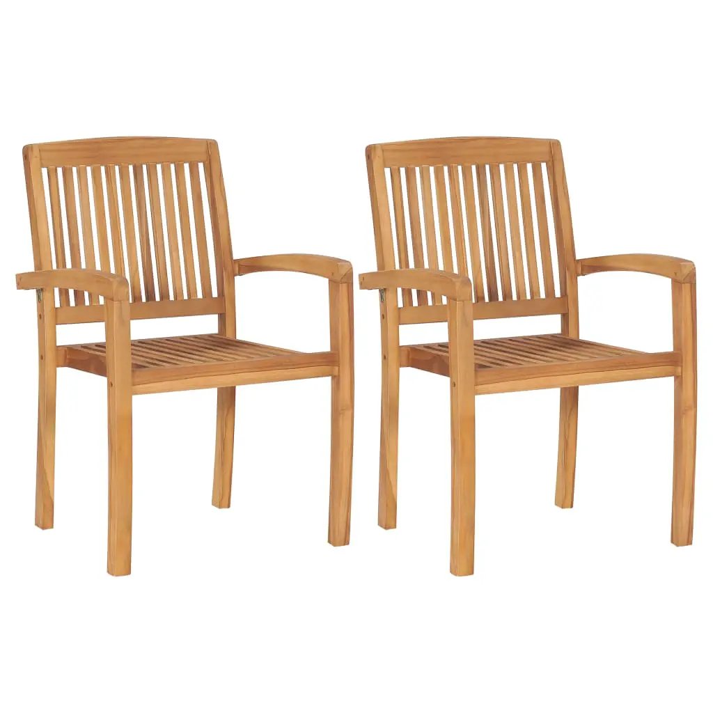 vidaXL vidaXL Stacking Garden Dining Chairs 2 pcs Solid Teak Wood - Garden Chairs