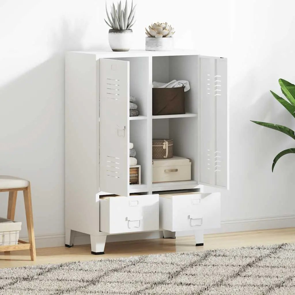vidaXL vidaXL Industrial Wardrobe White 67x35x107 cm Steel - Wardrobe