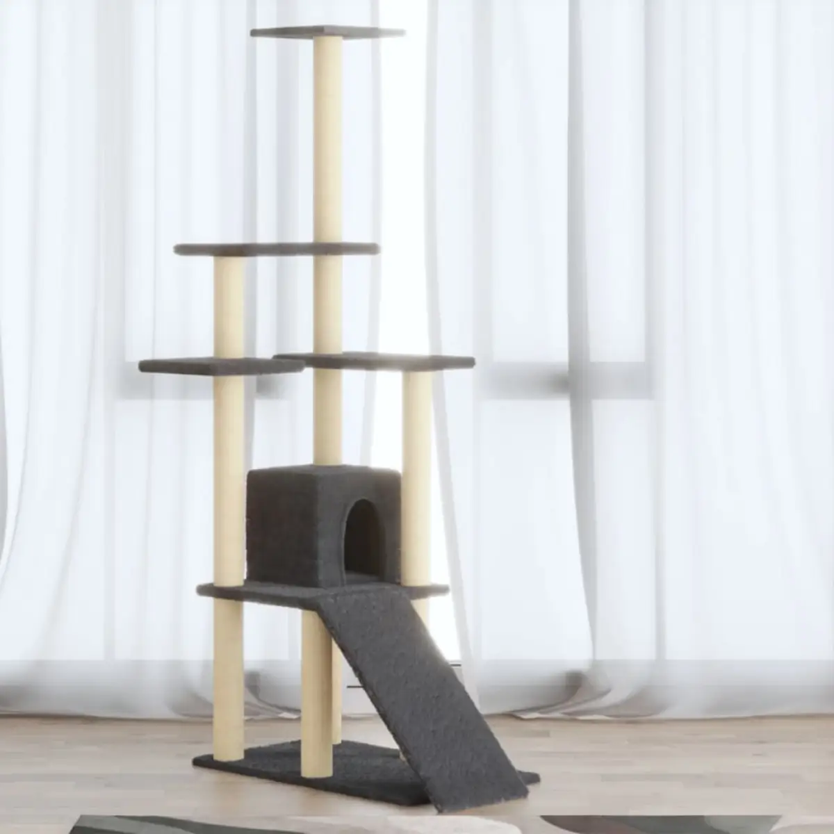 vidaXL vidaXL Cat Tree with Sisal Scratching Posts Cream 155 cm - Cat Tree