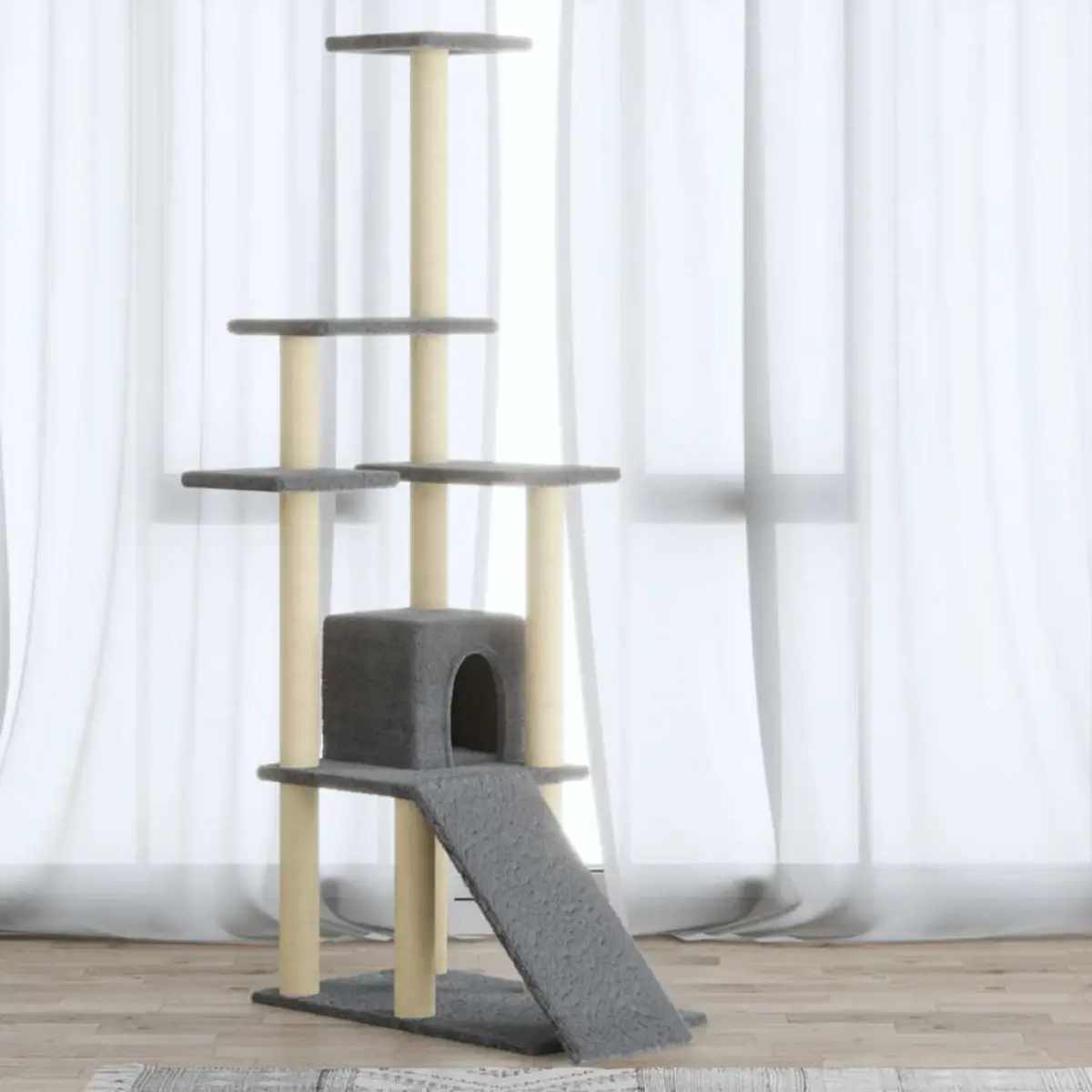 vidaXL vidaXL Cat Tree with Sisal Scratching Posts Cream 155 cm - Cat Tree