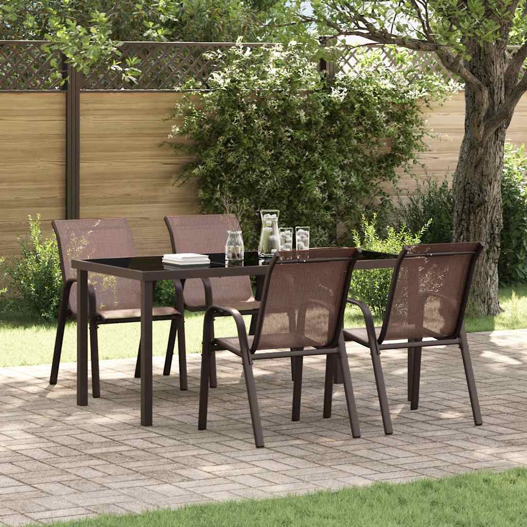 vidaXL vidaXL Stackable Garden Chairs 2 pcs Black Textilene Fabric - Garden Chairs