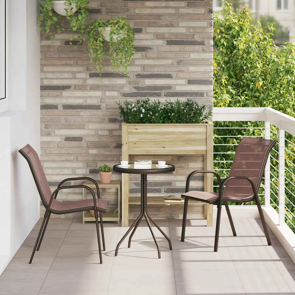 vidaXL vidaXL Stackable Garden Chairs 2 pcs Black Textilene Fabric - Garden Chairs
