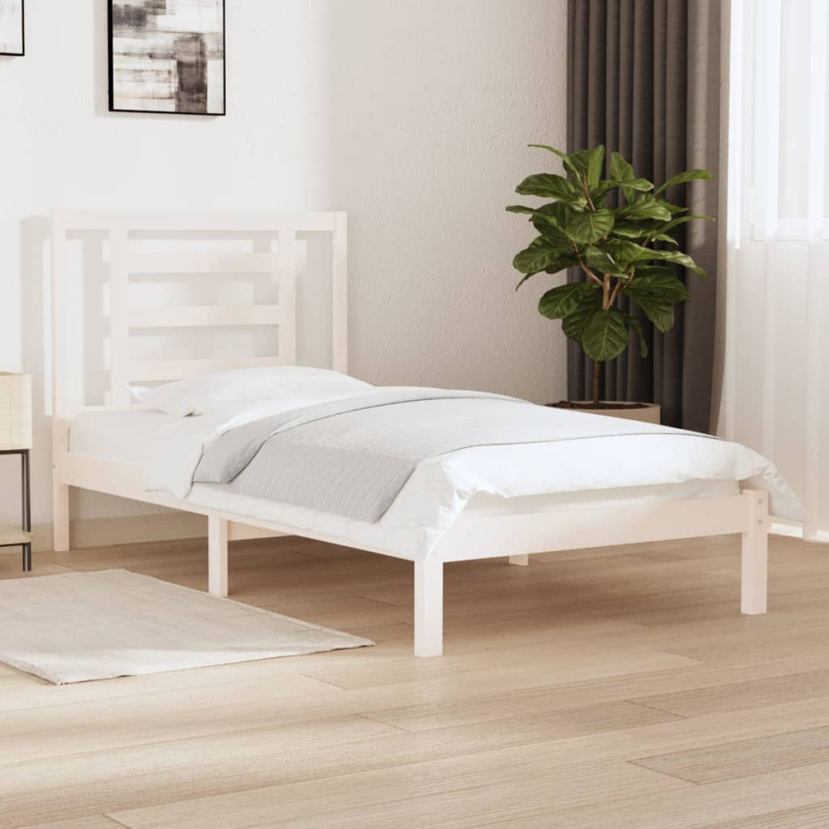 vidaXL Bed Frame without Mattress White 75x190 cm Small Single Solid Wood - from vidaXL