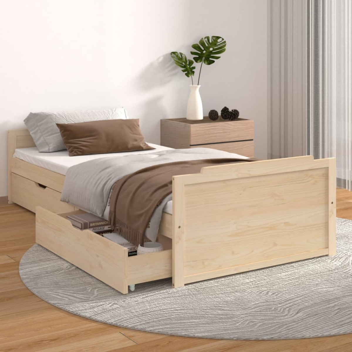 vidaXL Bed Frame | Natural Pine | Solid Pine Wood | Single | Bed Frame - from vidaXL