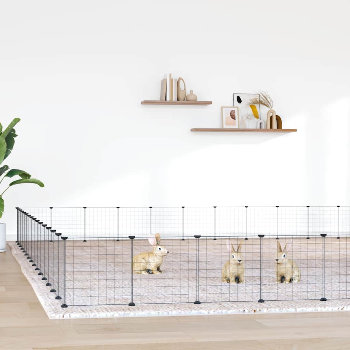 vidaXL Pet Cage | Black | Powder-Coated Steel - from vidaXL