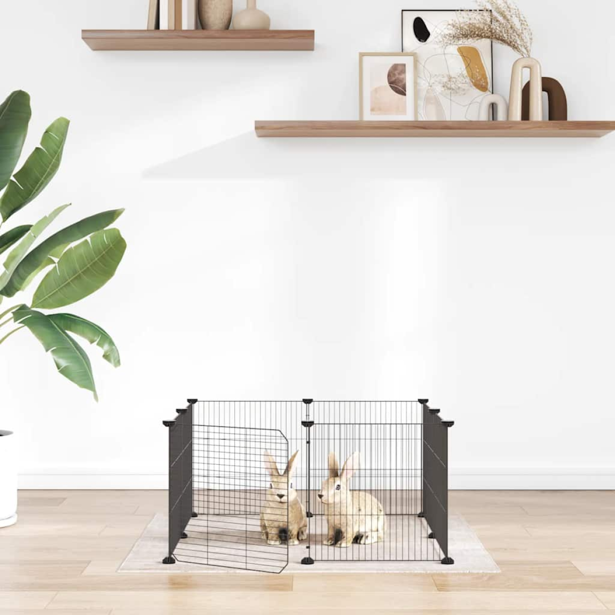 vidaXL Pet Cage | Black | Powder-Coated Steel - from vidaXL
