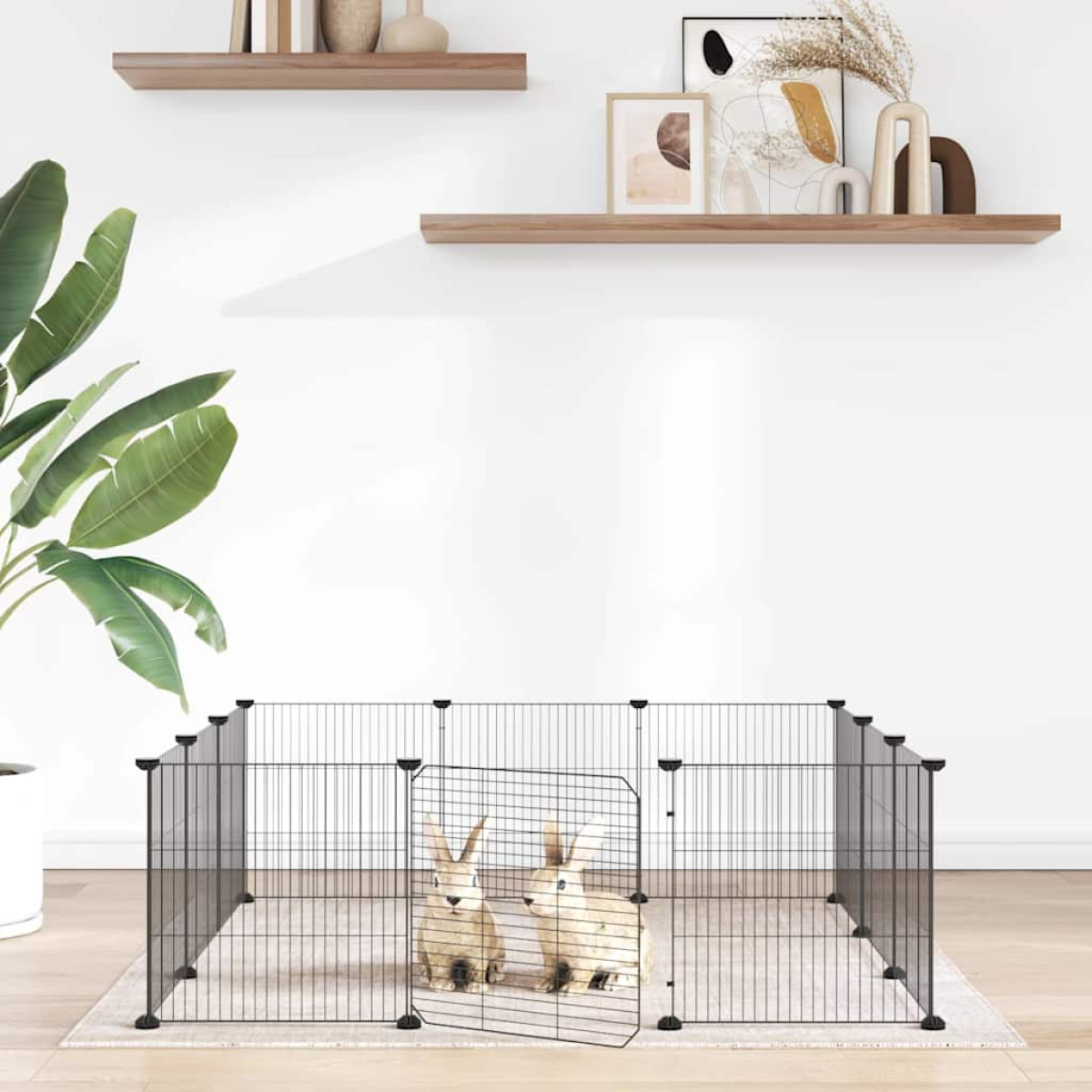 vidaXL Pet Cage | Black | Powder-Coated Steel - from vidaXL