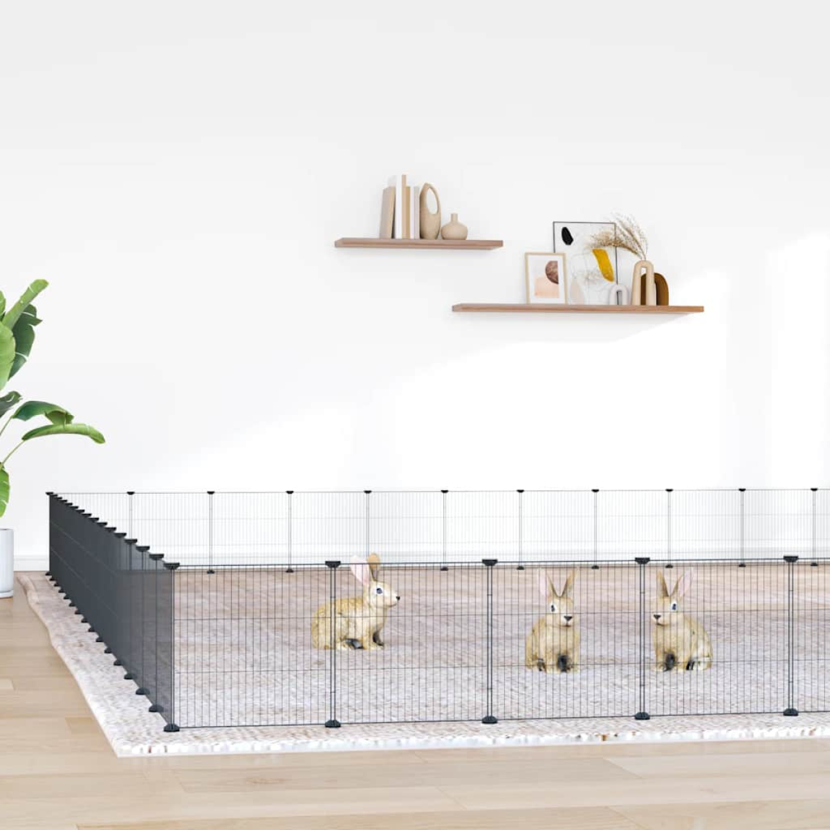 vidaXL Pet Cage | Black | Powder-Coated Steel - from vidaXL