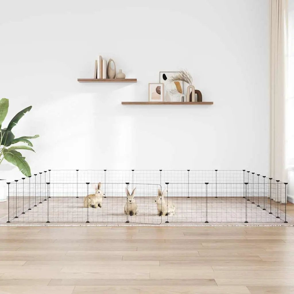 vidaXL Pet Cage | Black | Powder-Coated Steel - from vidaXL