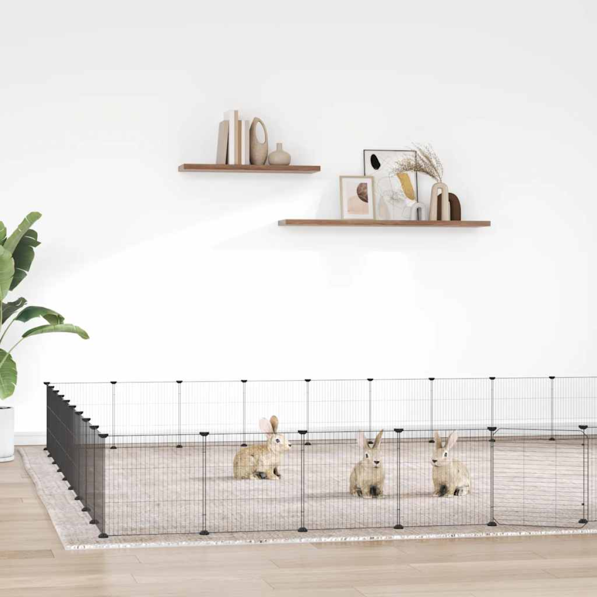 vidaXL Pet Cage | Black | Powder-Coated Steel - from vidaXL